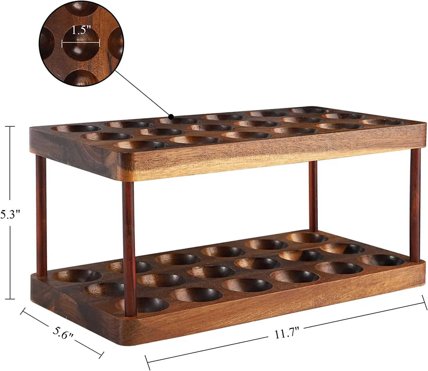 Acacia Wooden Egg Holder with Double Layers Wooden Egg Tray Holds 36 Fresh Egg  Storage