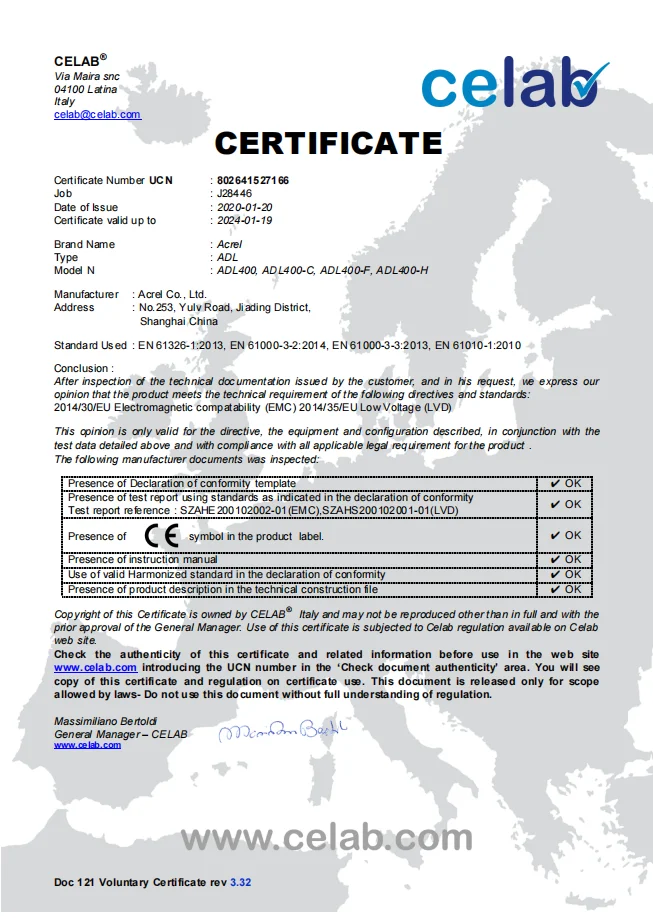 Acrel ADL400 класс 0.5s цифровой AC трехфазный din-рейка счетчик энергии с сертификатом