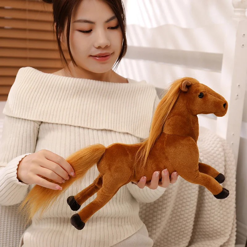 High Quality Model Lifelike Standing Horse Toy Stuffed Animal Doll Kids Birthday Gift Simulation Horseplay Decor