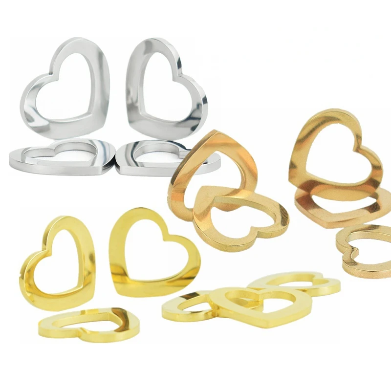 Stainless Steel Heart-shaped Pendant Charms for Jewelry Making Necklace Bracelet DIY Accessories Supplies Blank  Engraved