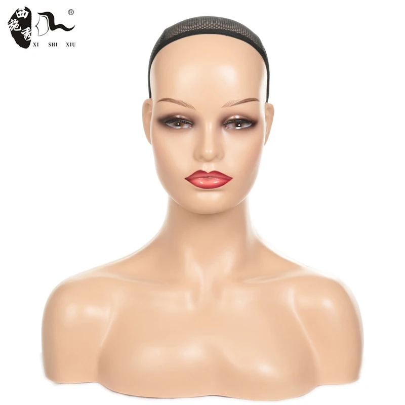 XISHIXIU HAIR Custom Logo African American Female Bust Half Body Realistic Mannequin Head with Shoulders for Wig Display