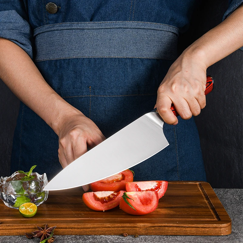 RUITAI Noval Patent Kitchen Knife Set Chef Santoku Knife Set with Red G10 handle