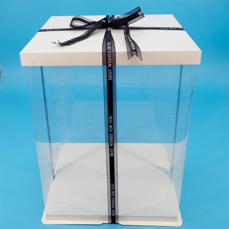 11x 11 inch Colored Strong Base Plain Clear Paper Cake Packaging Box for Large 4 tiers Cake Einweg-Tortenschachtel