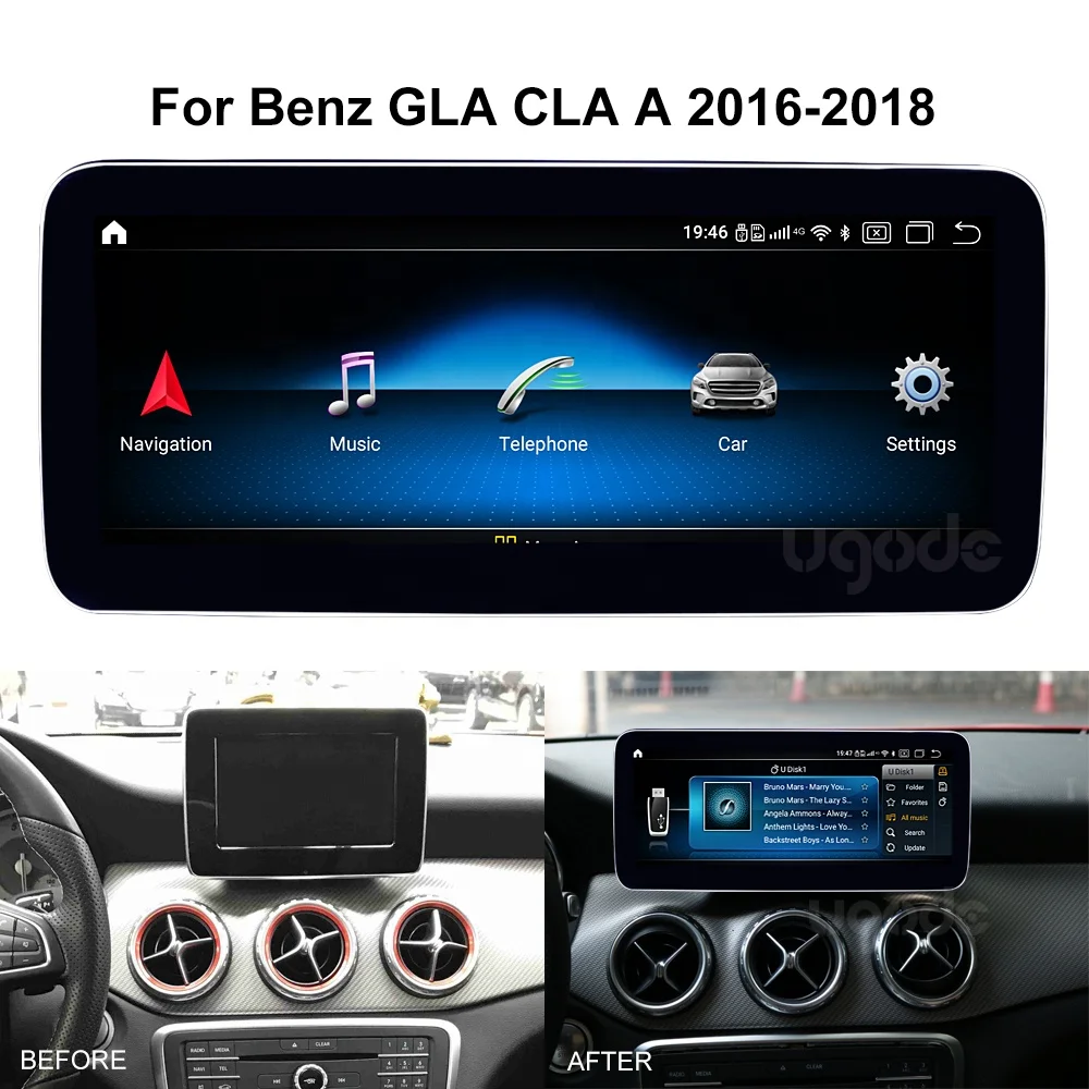 
Ugode GLA A CLA Android 10 Qualcomm screen 2+32G Car Multimedia Player Stereo for Benz with 4G network 