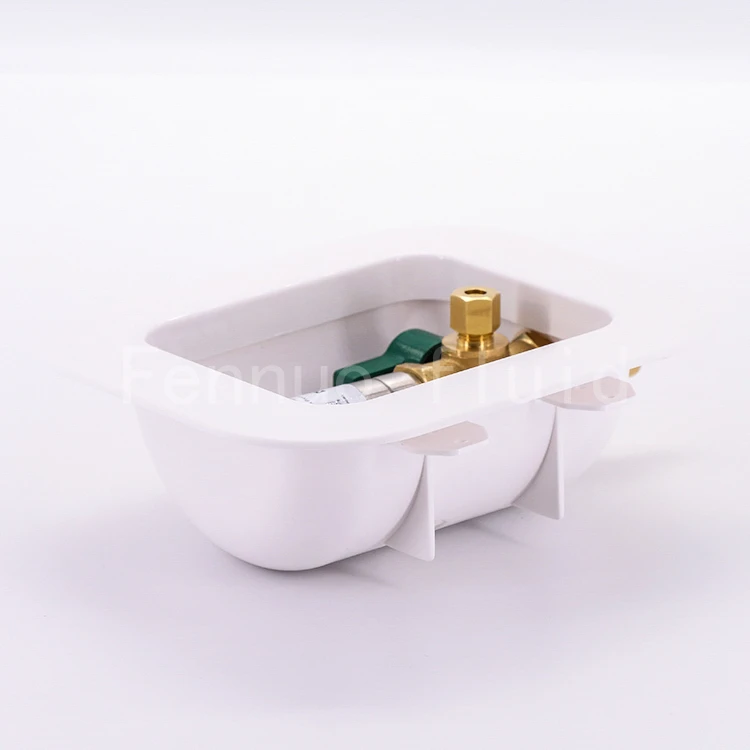Big Box Quarter Icemaker Stop Valve Outlet Box Water Hammer Arrestor with 1/4 Turn Valve and Stainless Steel Ball ABS Plastic