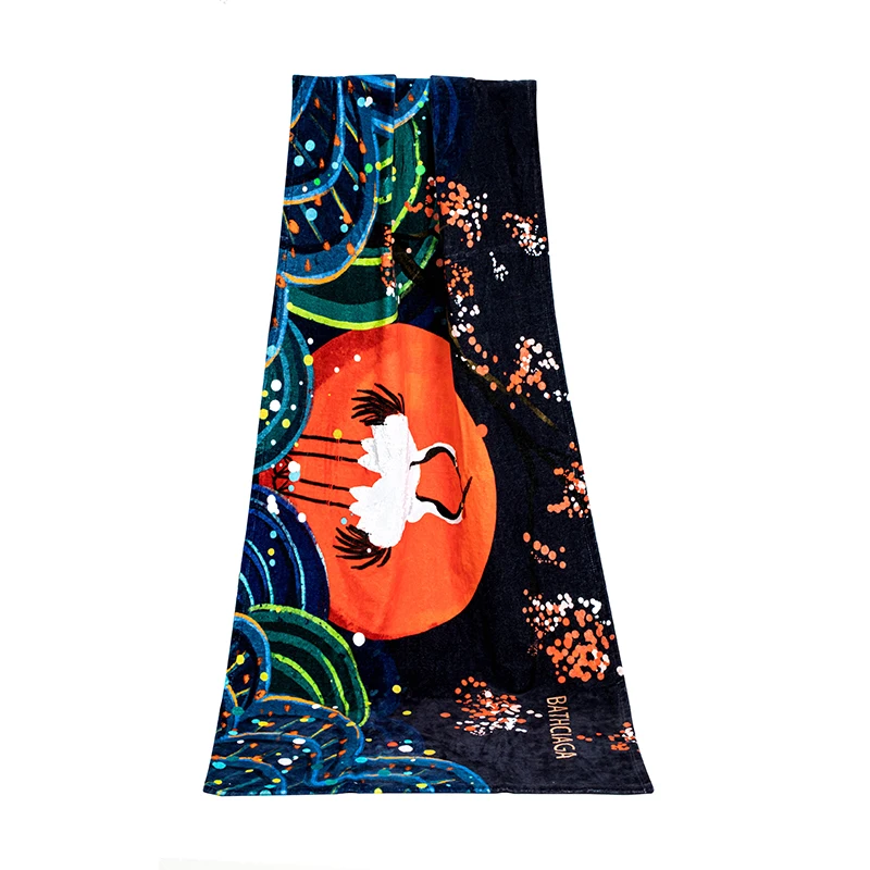 Logo Printed Custom Printed luxury digital printed bath towel set 100% cotton