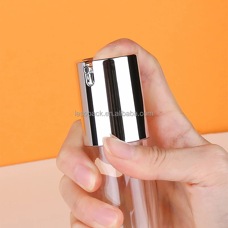 Luxury Cosmetics 15/30/50ml silver lotion airless pump bottle in stock eye cream bottle
