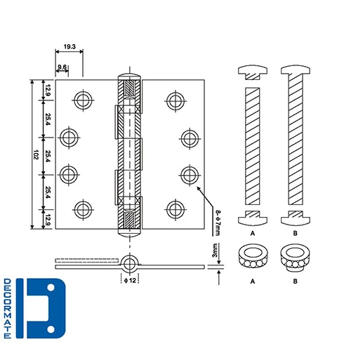 Hot Selling Ball Bearing Butt Hinge Stainless Steel Wooden Door  Hinge