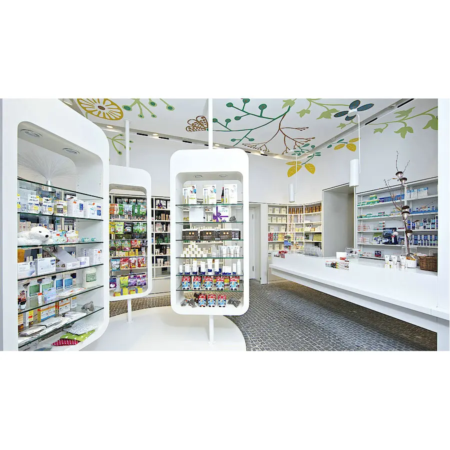 Medical Store Furniture Production Showcase Rack Custom Pharmacy drug display cabinet Customizable Pharmacy drug display rack