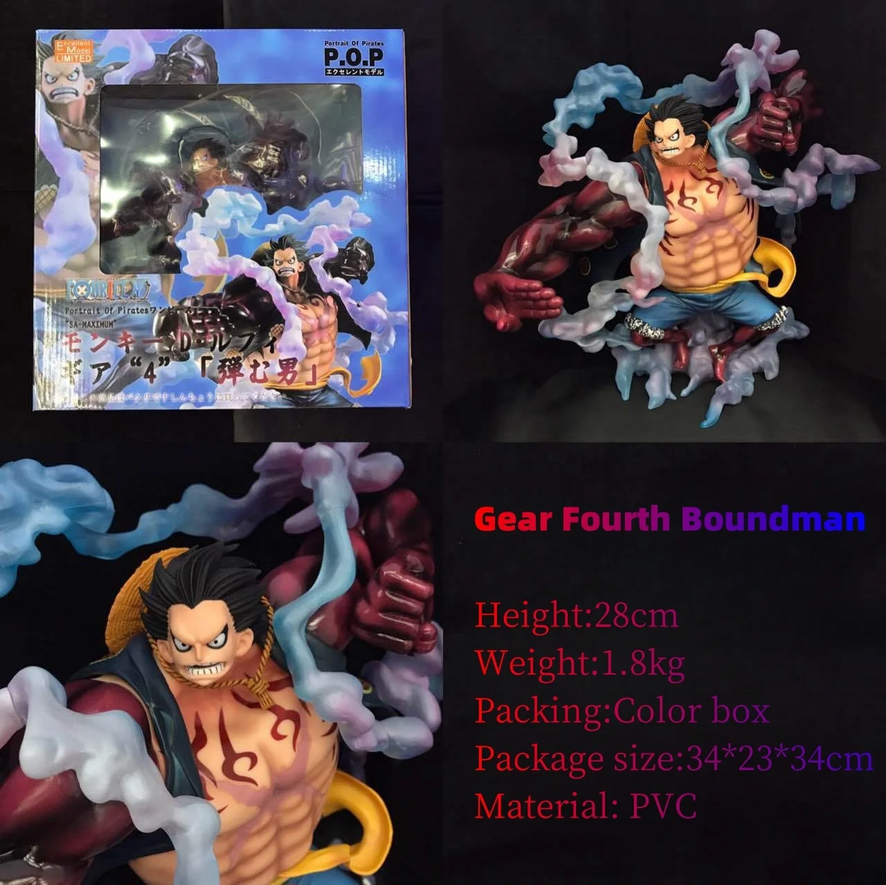 28cm new high quality One Pieces Monkey D Luffy Gear 4 PVC quality goods Boundman Anime Figure toys