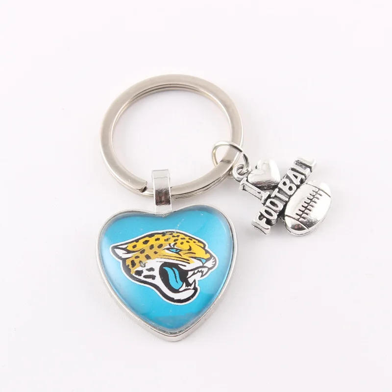 rugby NFL keychains american I love Football team logo alloy heart keychain for gift