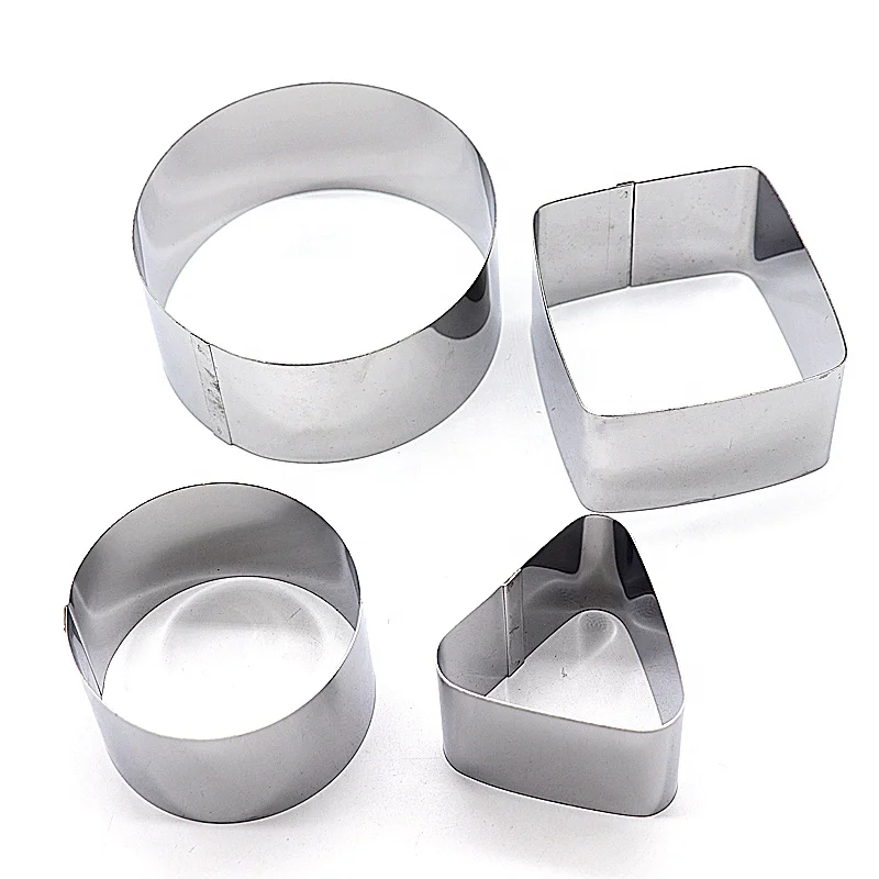 Stainless steel cake mold - set of 4 dessert cake mousse mold mini baking mold for desserts making