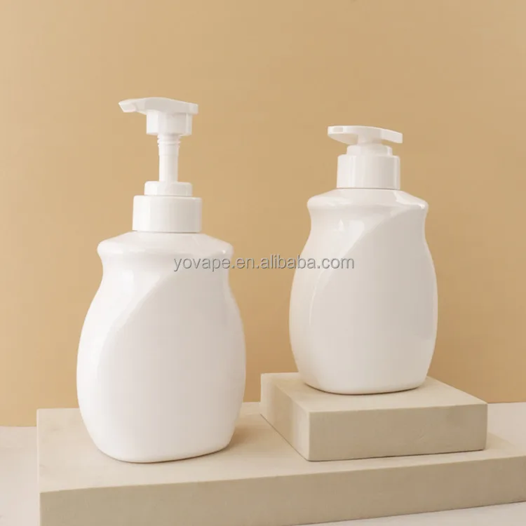 European unique design dispensing body wash 300ml 10 oz 10oz shampoo shower Gel hair white lotion pump spray plastic bottle