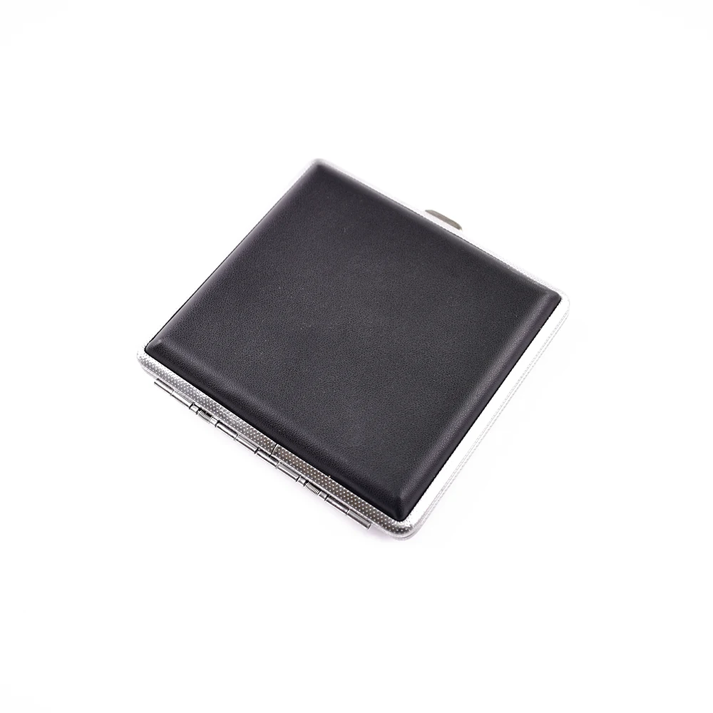 Pocket Custom Locking Blank Real Leather Fancy Tin Slim Cigarette Case Box