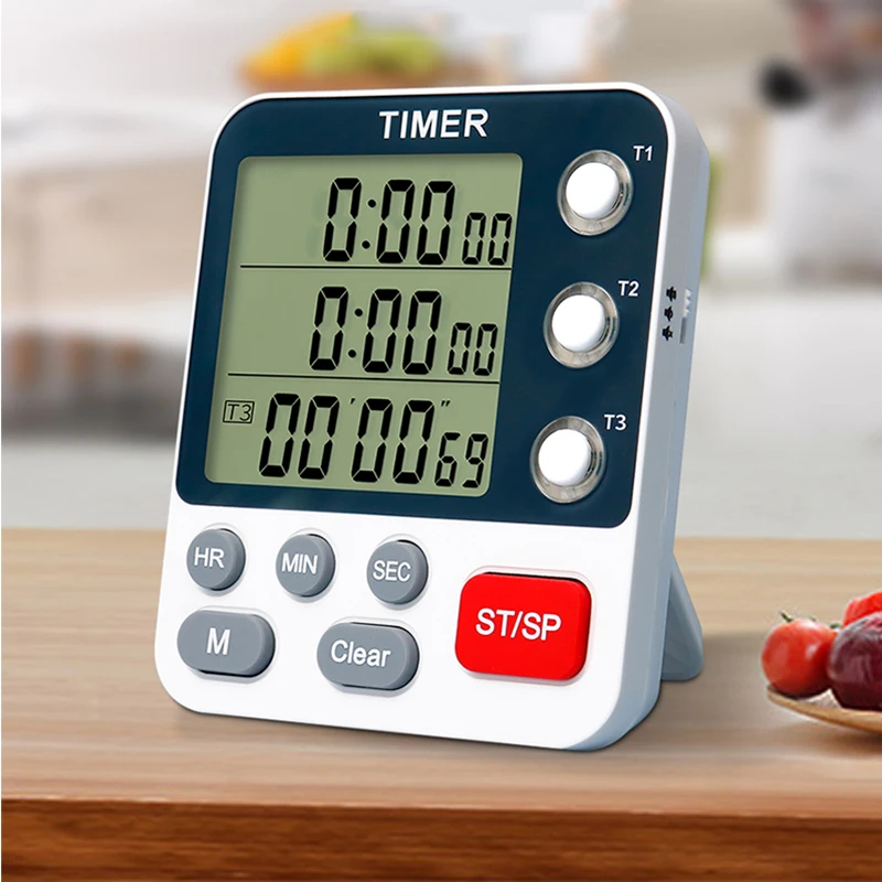 Memory Function 3 Group Kitchen Timer Count Up Countdown 3 Channels Digital Timers For Study
