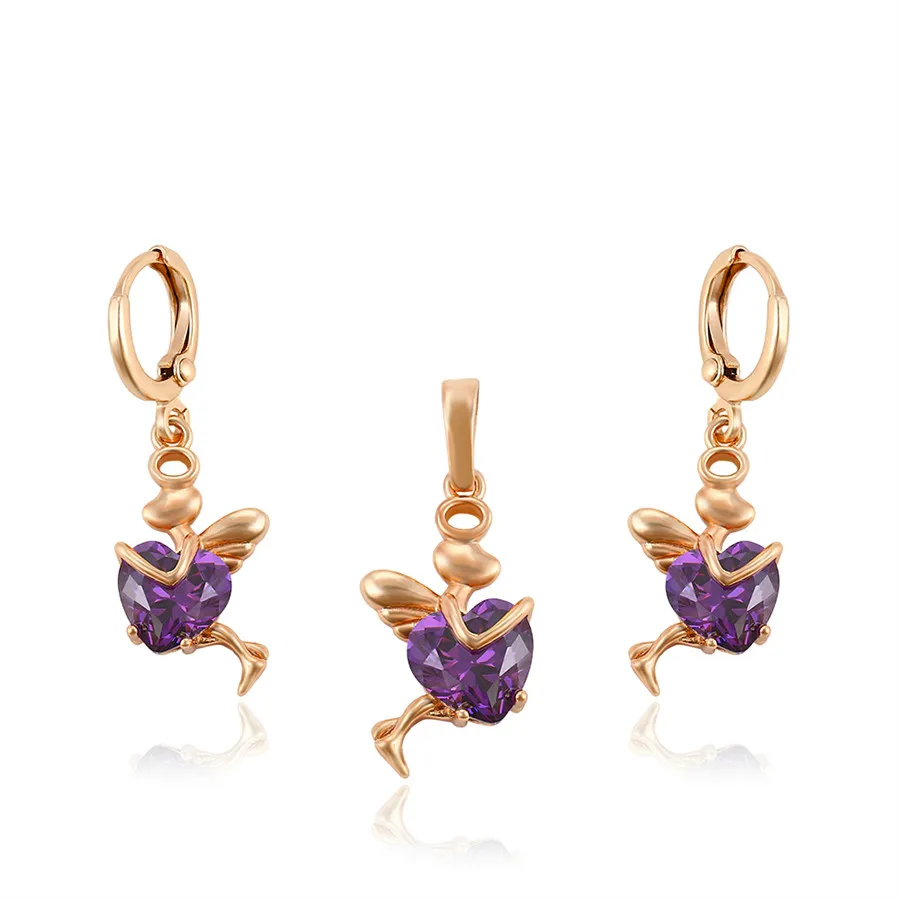  64069 Xuping Jewelry Cute Elf Portable Crystal Rose Gold Fashion New Eco-friendly Copper Pendant Earring