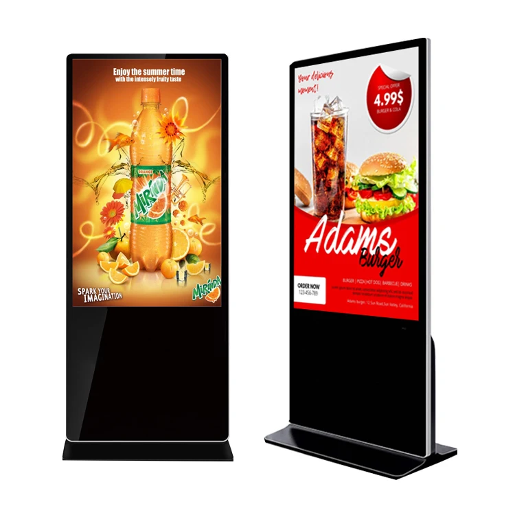 pantalla protection mobile 55inch store metal lcd free floor standing screen player signage totem digital with battery