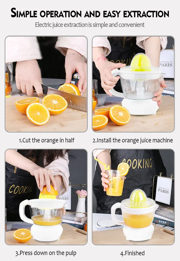 Electric Citrus Juicer Extractor 0.7 L , Compact Volume Pulp Control, Oranges, Lemons, Limes, Grapefruits with Easy handle 25W