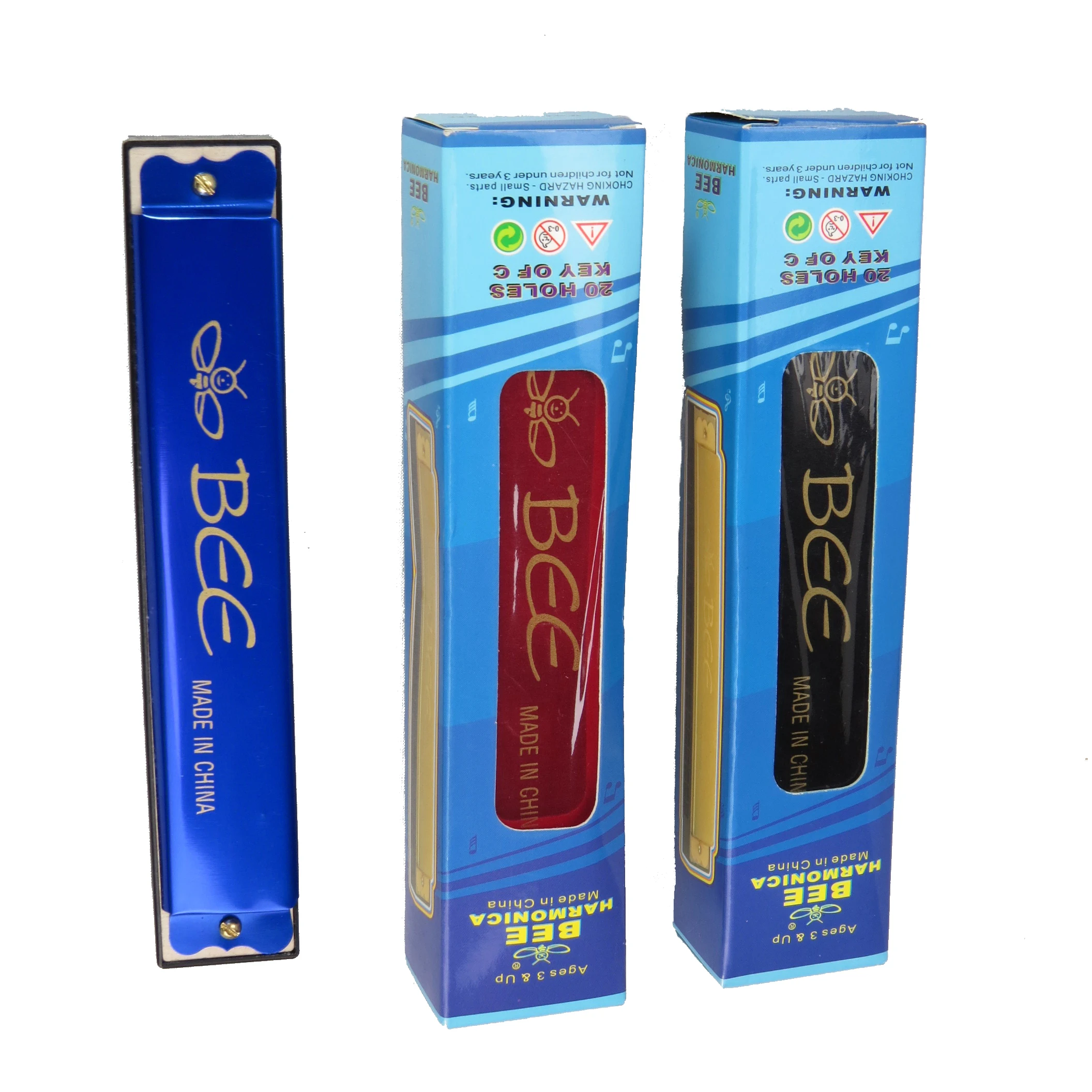 DF20A-1 Bee brand metal toy harmonica 20holes aluminum reed plate aluminum cover music harmonica gift present