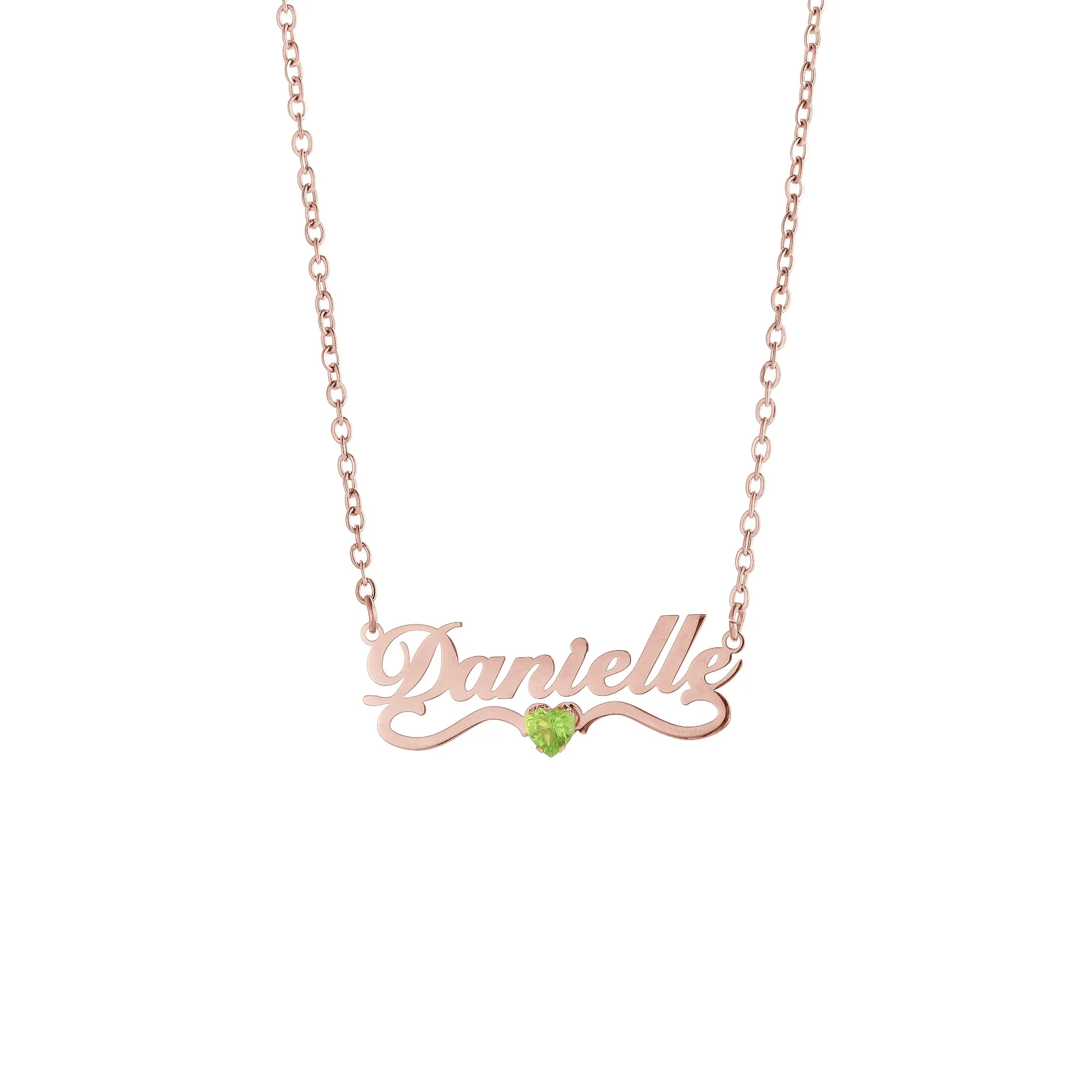 Duoying Love Birthday Stone Electroplated 18K Gold With Zircon Set Necklace Stainless Steel Custom Name Necklace