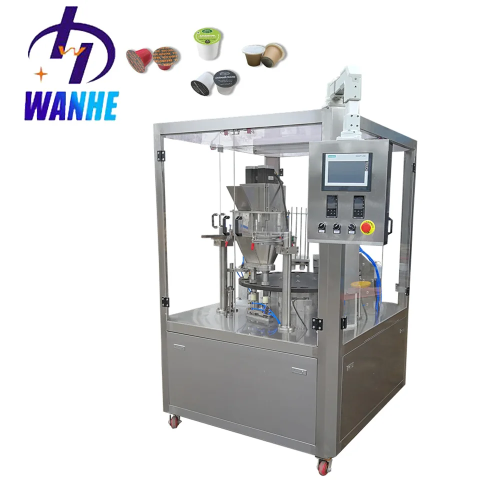 WANHE K cup Capsule Filling Sealing Packaging Machine Automatic rotary type nespresso coffee capsule filling and sealing machine