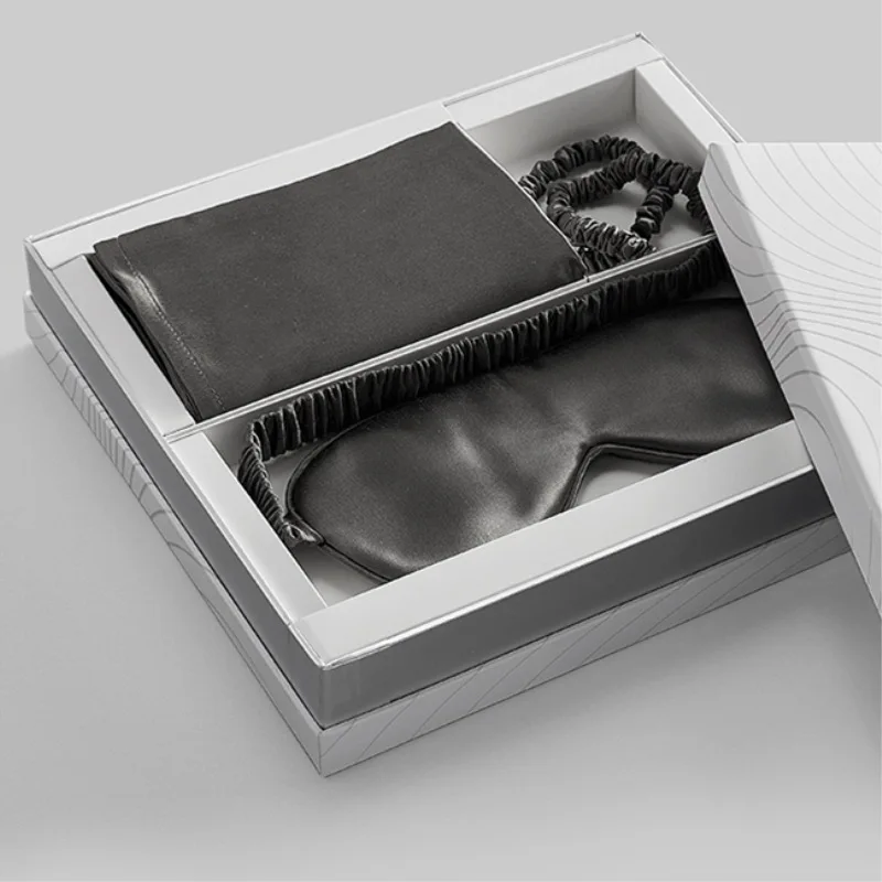 Promotion gift sleeping mask box set mulberry silk sleep mask with neck pillowcase