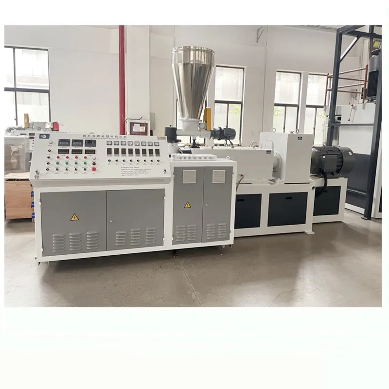 200kg-250kg SJSZ65/132 Conical Twin Screw Extrusion Machine Hot Cutting System for Making PVC Rigid Flexible Pellets