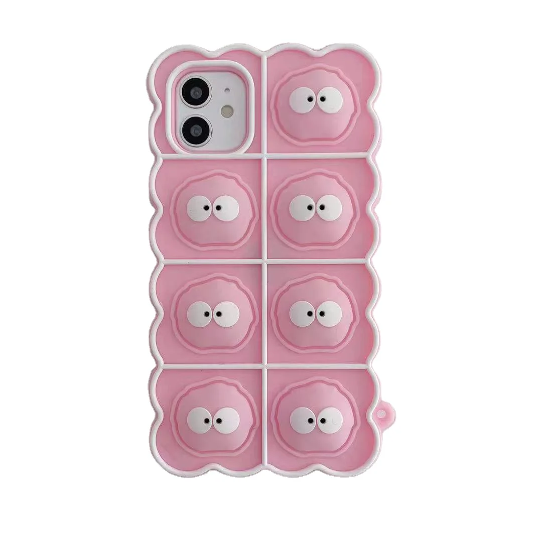 New Design Funny Unzip Toy For Iphone Case Soft Silicone pink Eye Shockproof Mobile Phone case For Iphone 13 12 11 Pro Max