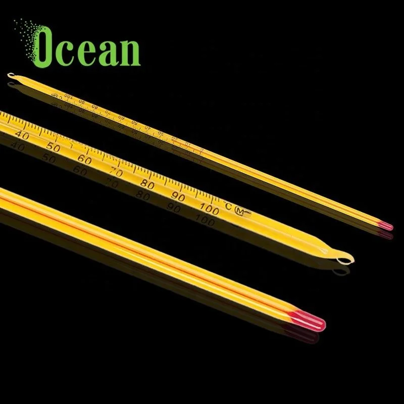 Wine yellow white Lab school student glass thermometer round kerosene glass thermometer