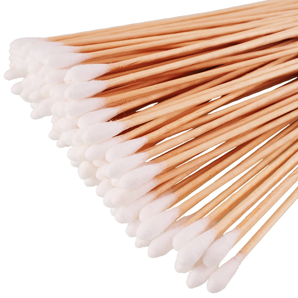 
Wooden Cotton Swabs 6 inches Long with one tipped for Cleaning Cotton Buds for Makeup 