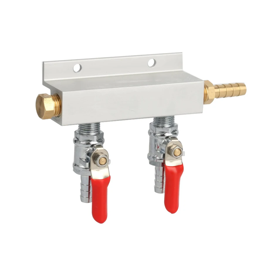 2 Way Gas Manifold Splitter Air Distributor CO2 Manifold Splitter 5/16 Barb Fittings for gas with check valve