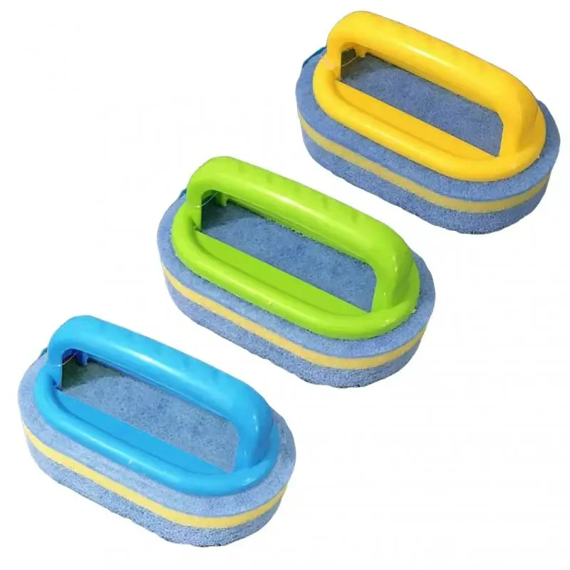 Multifunction 3 colors Kitchen Cleaning Bathroom Toilet Glass Wall Cleaning Brush With Handle Sponge