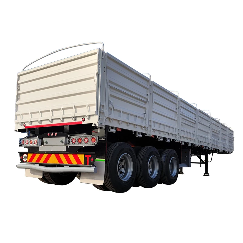 60T Henred type cargo trailer drop side semi trailer sidewall semi truck trailer with 3 or 4 Fuwa axles