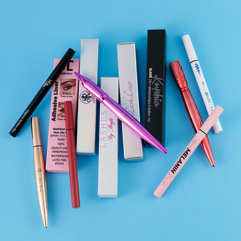 
Makeup 2 in 1 white boxes packaging tube clear magnetic vegan private label glue gel self adhesive lashglue pen eyeliner 