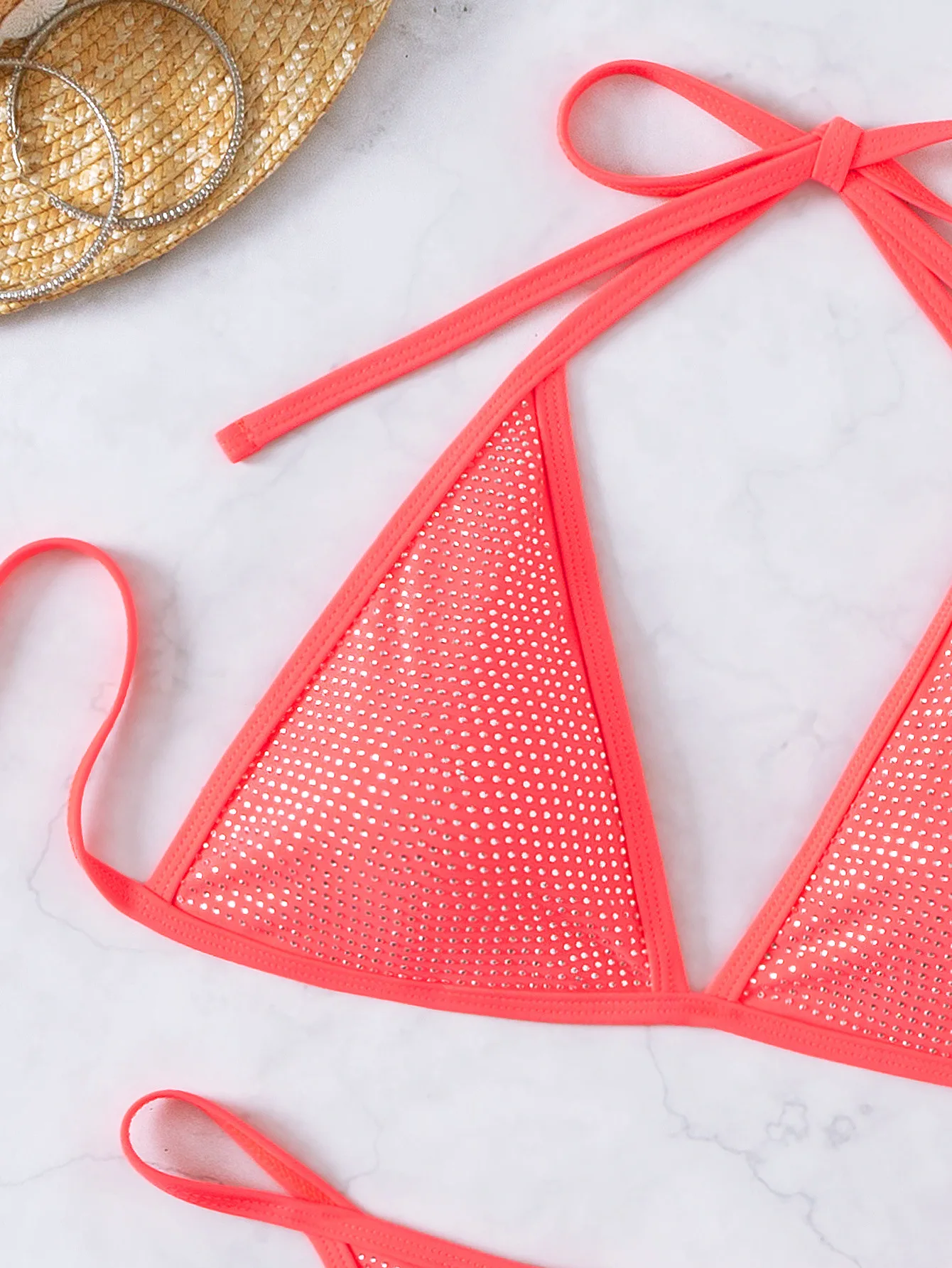 Mills Sisters Sexy Women Pictures in Thong G-string Bling Rhinestone Mini Bikini Sparkly Roses Jewelled Thong Swimwear