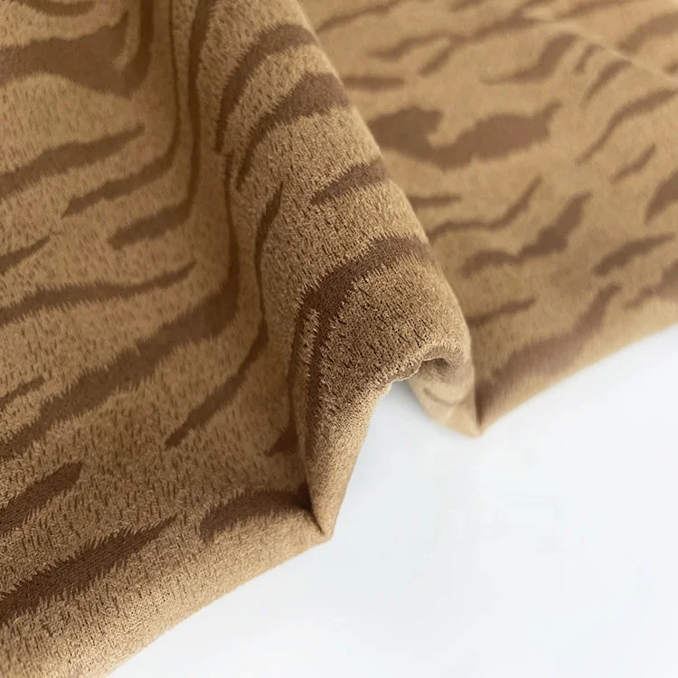 2023 Tiger Foil Fabric Design Stretch Knitted Scuba Suede Fabric 100% Polyester Fabric For Garment