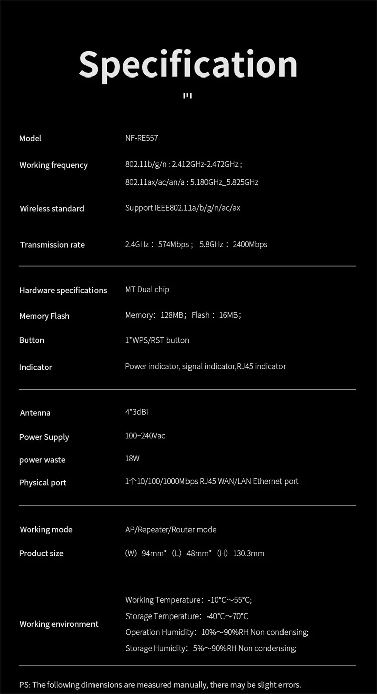 Newfast Comfast Hot Sell New Products 3000Mbps Wifi6 Wireless Repeater Wifi Signal Booster With High-Speed NF-RE557