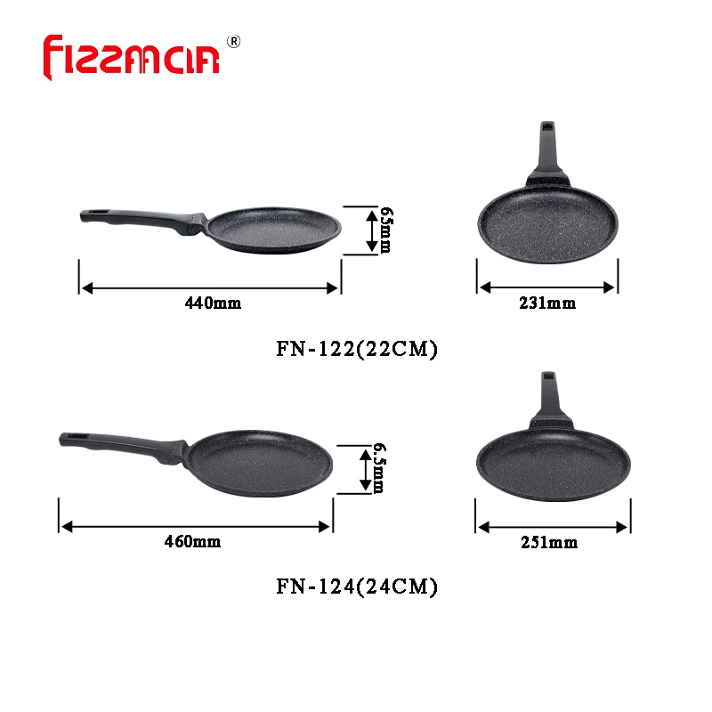 Pan for gas and induction cooking non stick crepe pizza pancake omelette gastronorm with heat-resistant handle china frying pan