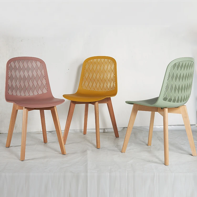 Exquisite Workmanship OEM ODM High Wooden Leg PP Body Plastic Dinning Chairs