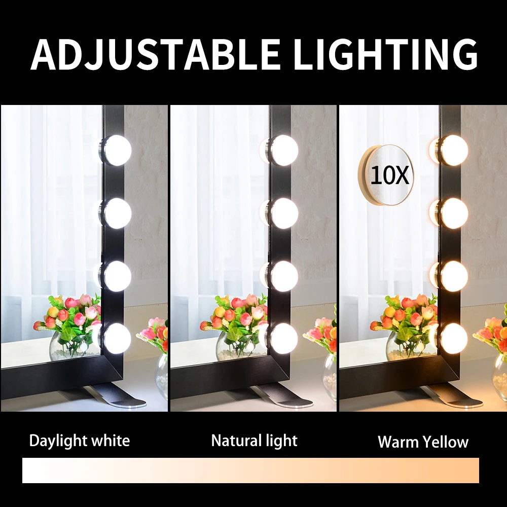 Gift for woman Espejos led maquillaje Lighting Mirror Makeup Studio Beauty Care LED Hollywood Super Star Vanity Mirror