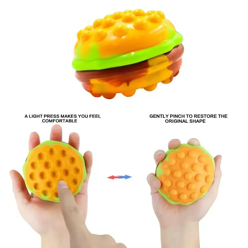 2024 hot sales Kids Adults Stress Relief Party Favors Hamburger Soda Push Bubble Sensory Balls Squeeze Toys