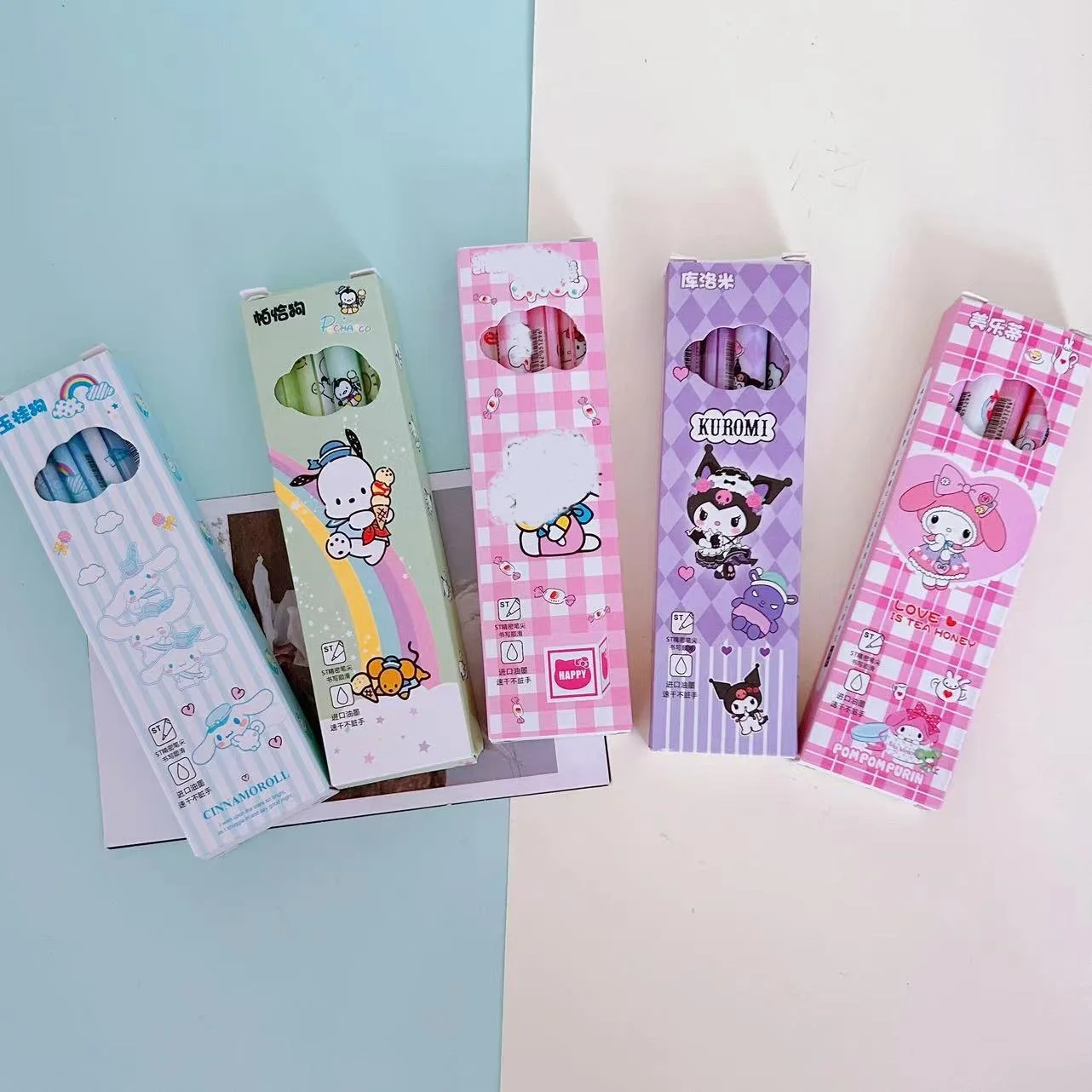 4pcs Sanrioed Pen Anime Kawaii Stationery Student Supplies Kuromi School Office Accessories Cute Pens Practical Gift