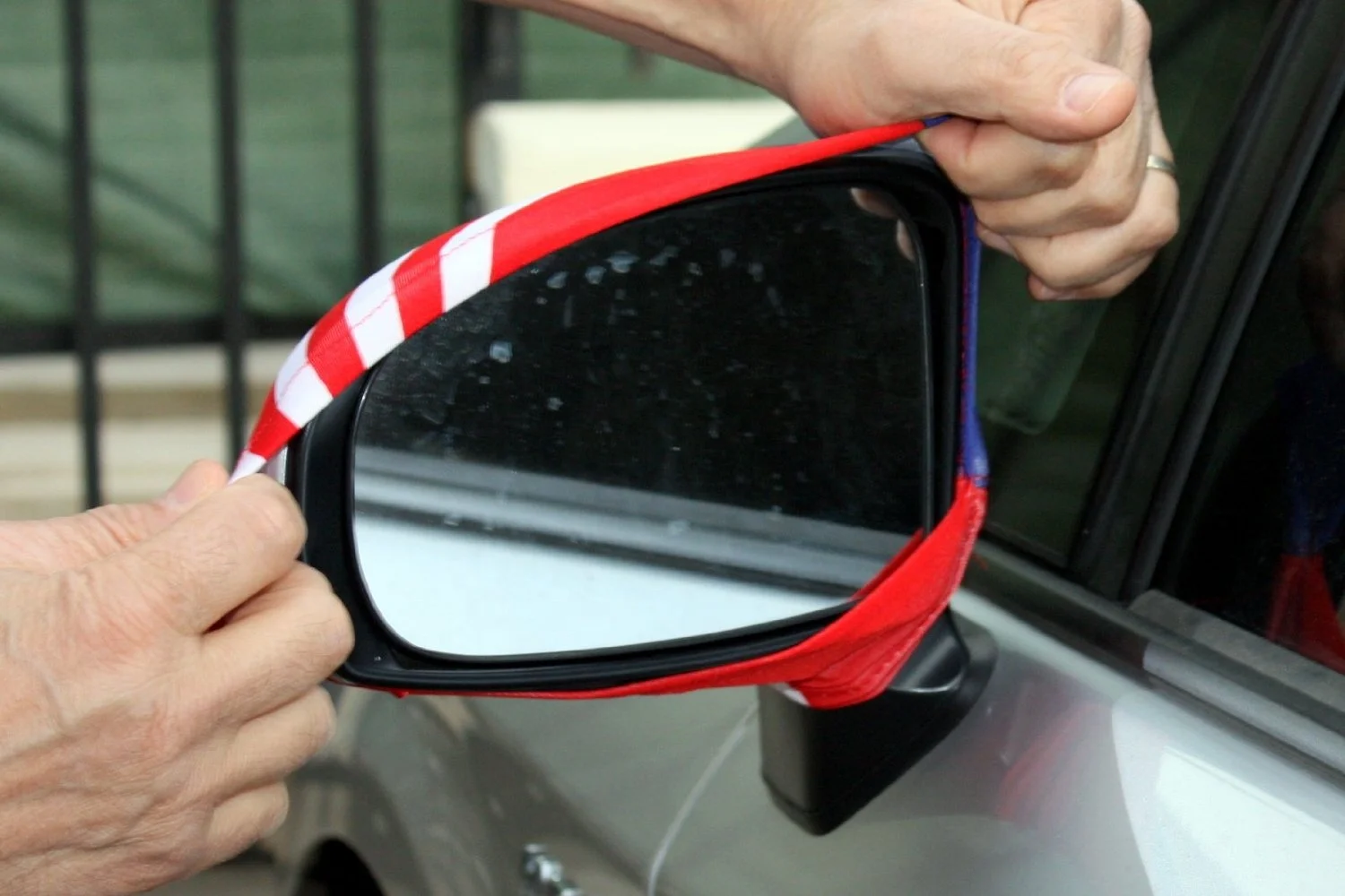 Promotional elastic spandex fabric custom polyester countries car mirror rear view cover sock flag for decoration