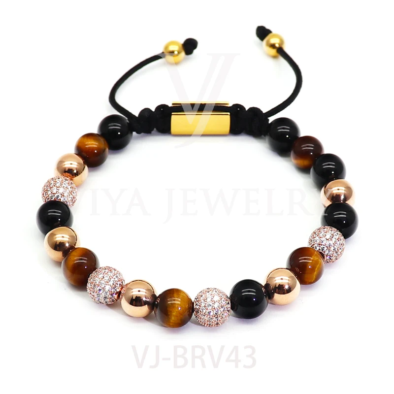 DIY Natural Stone Beads Bracelet Customized Macrame Bracelets For Gift Idea