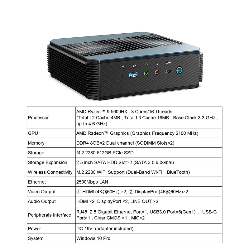 JOEGE HX90 AMD 9 5900HX 8 Cores Gaming Mini PC Computer Desktop  gaming computer  mini gaming pc