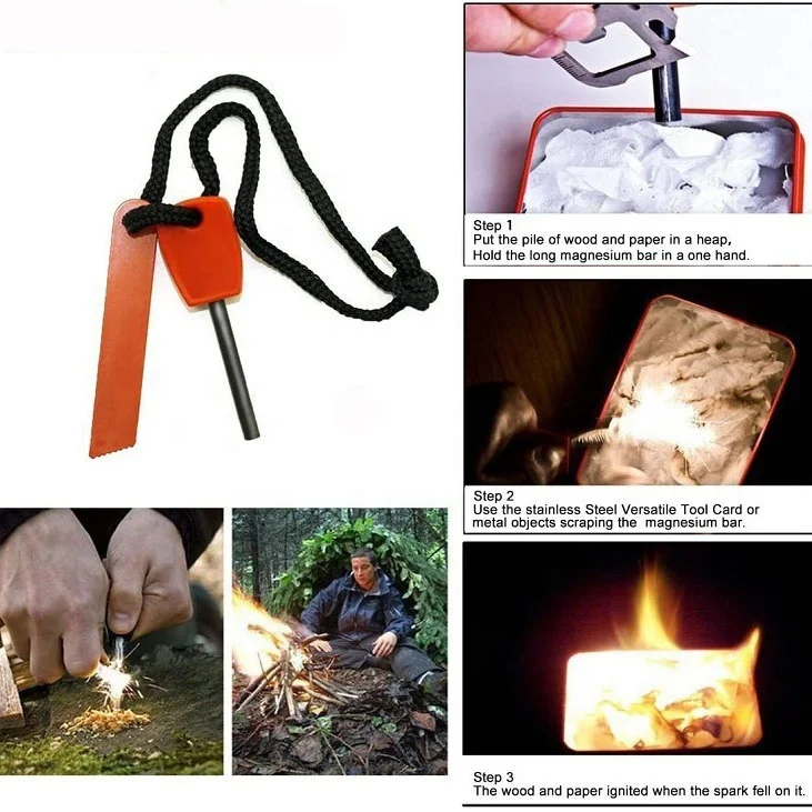 8 in 1 Customized Small Survival Box Kit New 72 Hour First Aid Survival Kit Tool Box for Natural Disasters