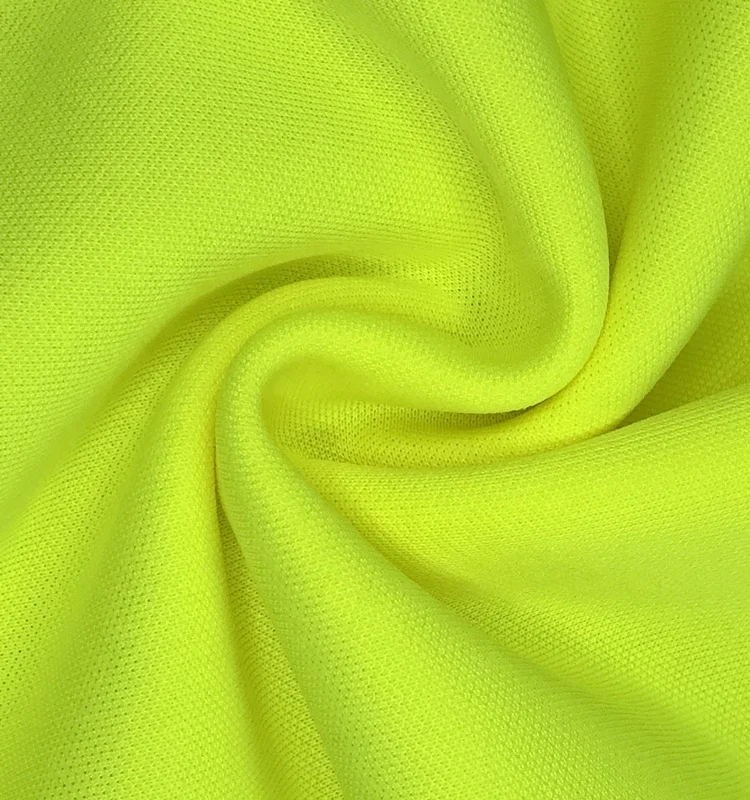 js030 100% Polyester mesh single fleece fabrics for clothing  fabric fluorescent yellow