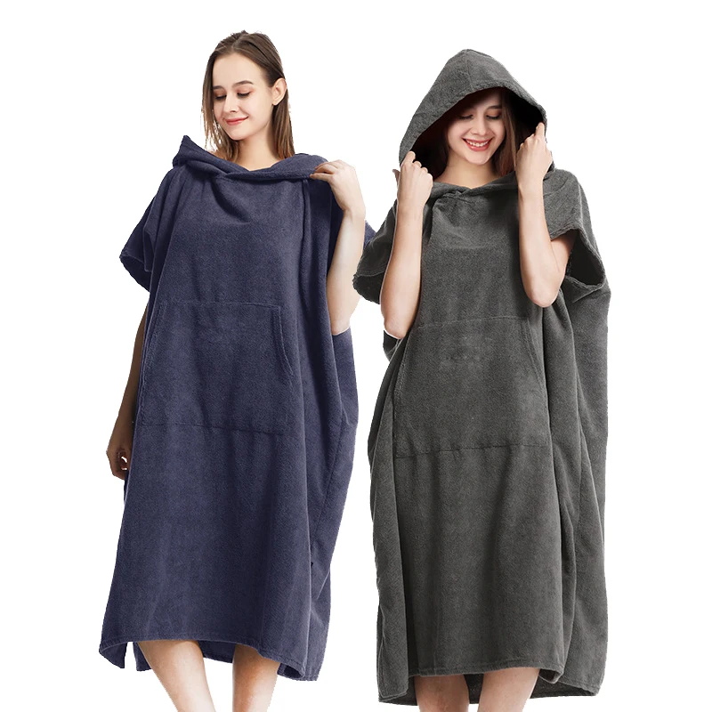 Super soft super basorbent terry cloth poncho bath towel with hood outdoor changing cover