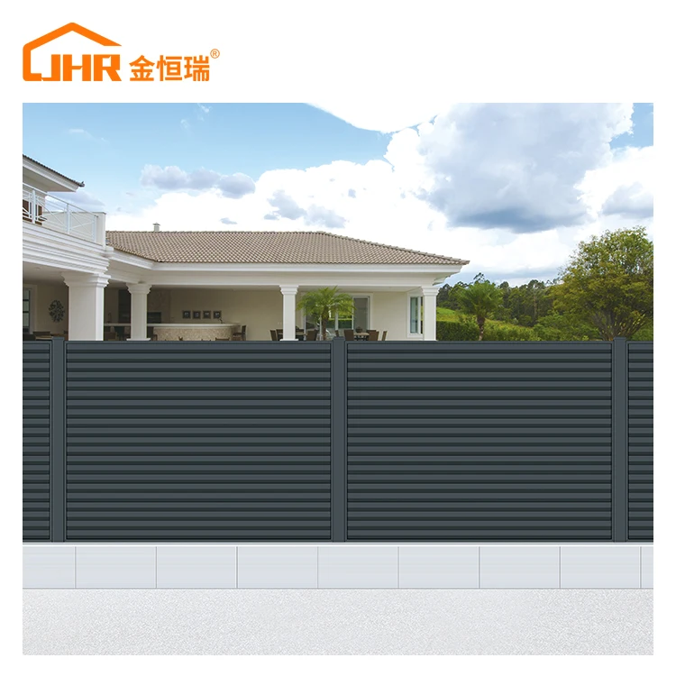 JHR Lifetime Warranty Aluminum Fence Modern Metal Material House Garden Fence Design Powder Coating Custom Louvre Boundary Fenci