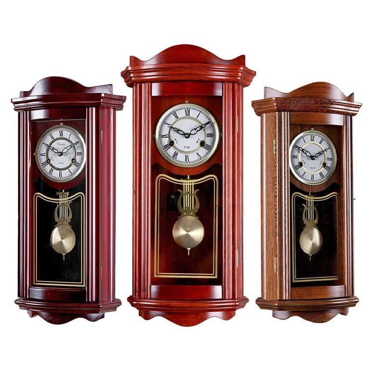 Hot Sale New Product Rotating movement antique wooden pendulum wall clock Home Decoration Tool Supplies